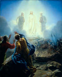The Transfiguration, God, Moses, Elijah, Peter, James and John