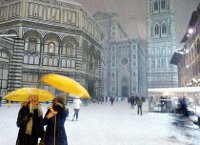 Florence, Italy, Europe, Britain, UK, Snow, Winter, Church